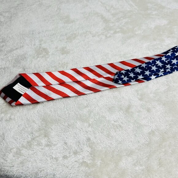 Men’s American Flag Tie Necktie 63" Satin Finish Long - Picture 4 of 5